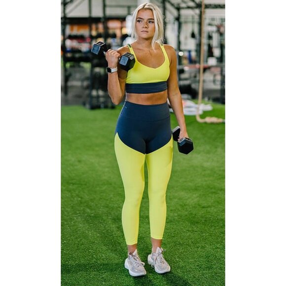 Zyia Parallel Luxe High Rise 7/8 Ankle Athletic Workout Leggings Neon Yellow 0 - Picture 9 of 9